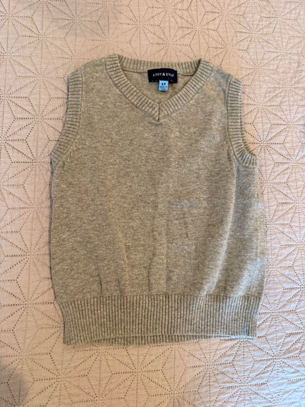 Andy & Evan Beige V-Neck Knit Sweater Vest